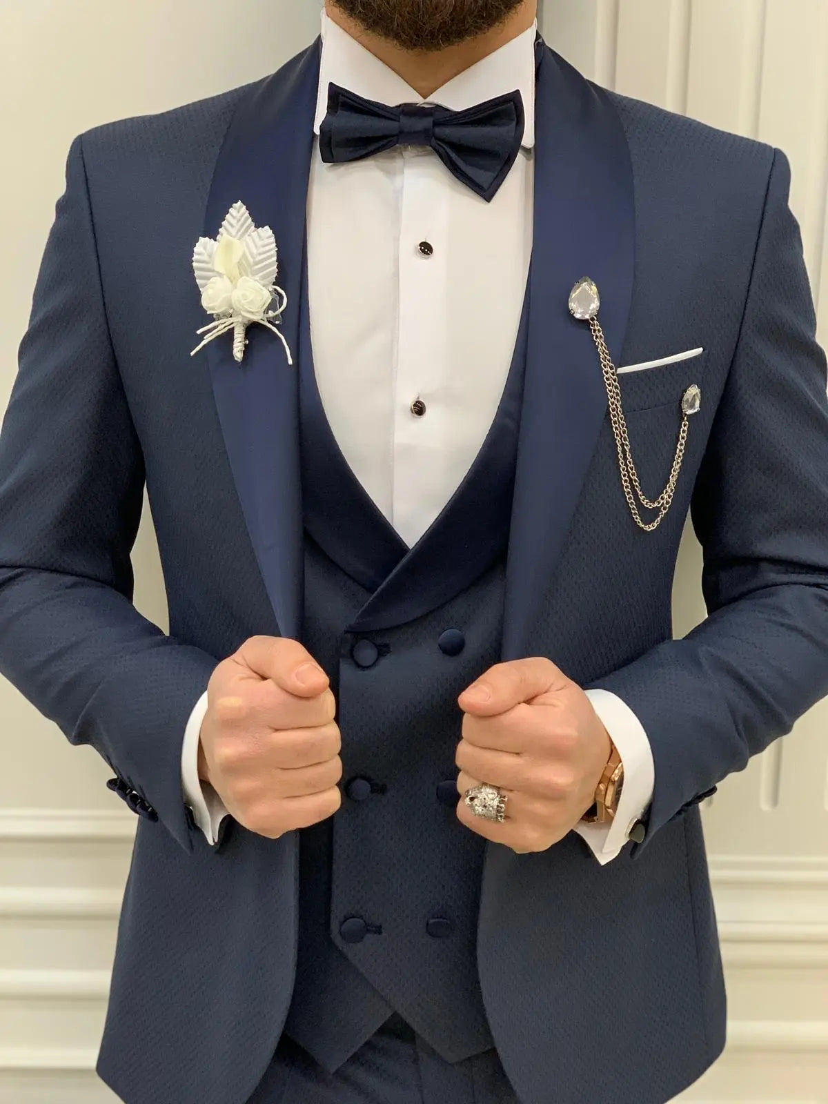 Avion Blue Slim Fit Shawl Lapel Tuxedo - BRABION