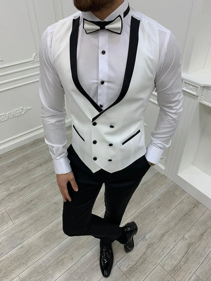 Napoli White Slim Fit Shawl Lapel Tuxedo - BRABION