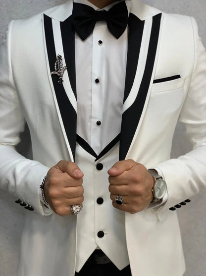 Lazio White Slim Fit Tuxedo for Men - BRABION