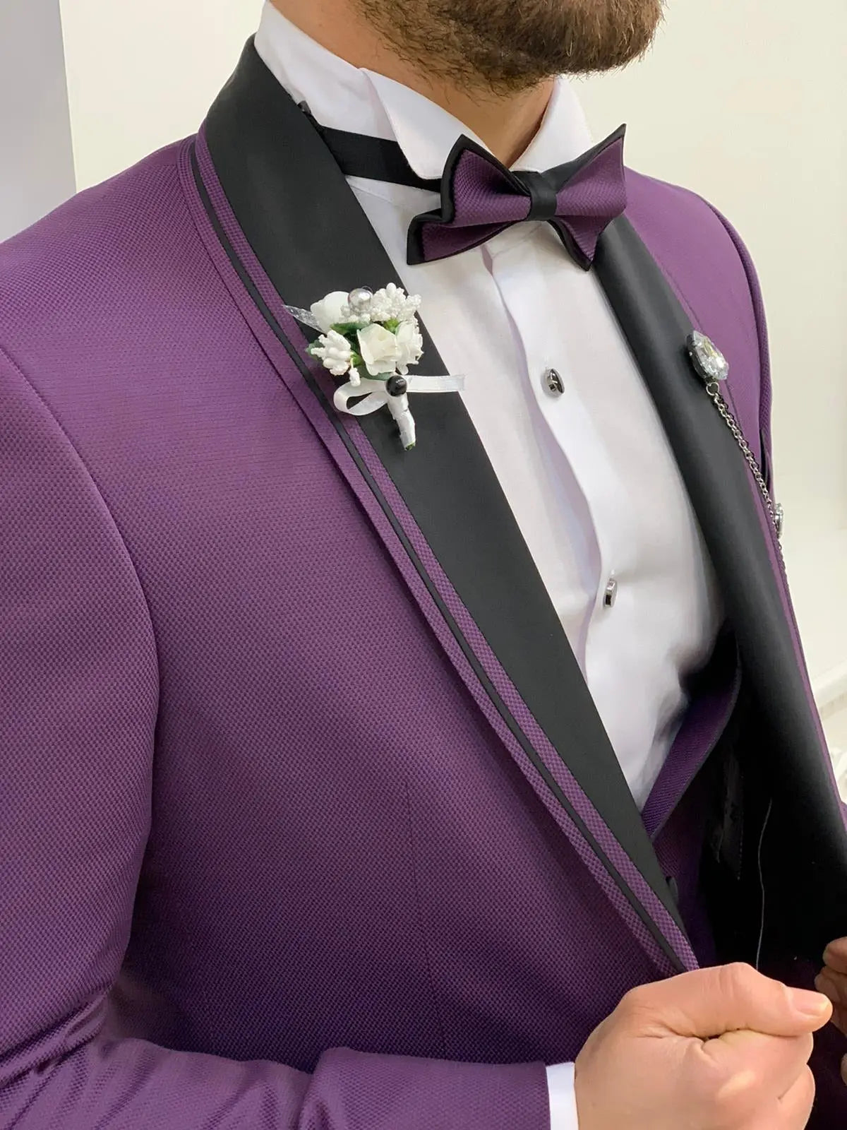 Napoli Purple Slim Fit Shawl Lapel Tuxedo - BRABION