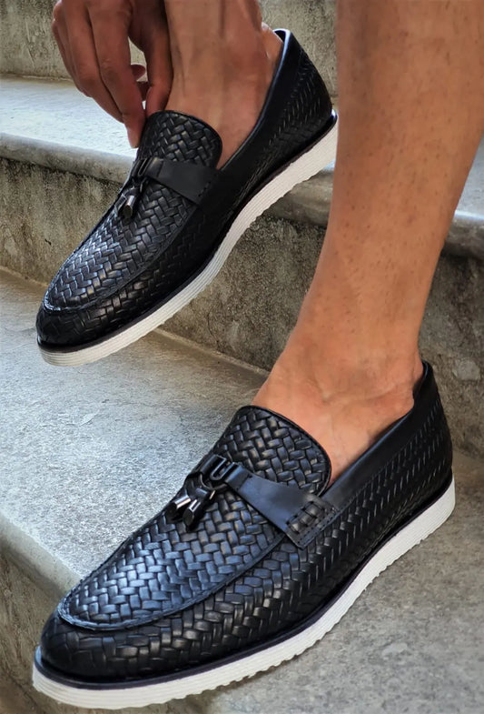 Stefano Black Leather Shoes - Elegant Versatility for Every Occasion - BRABION