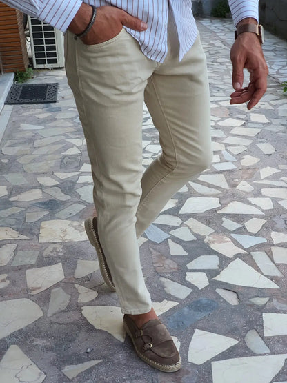 Mantova Beige Slim Fit Jeans - Versatile Comfort for Every Occasion - BRABION