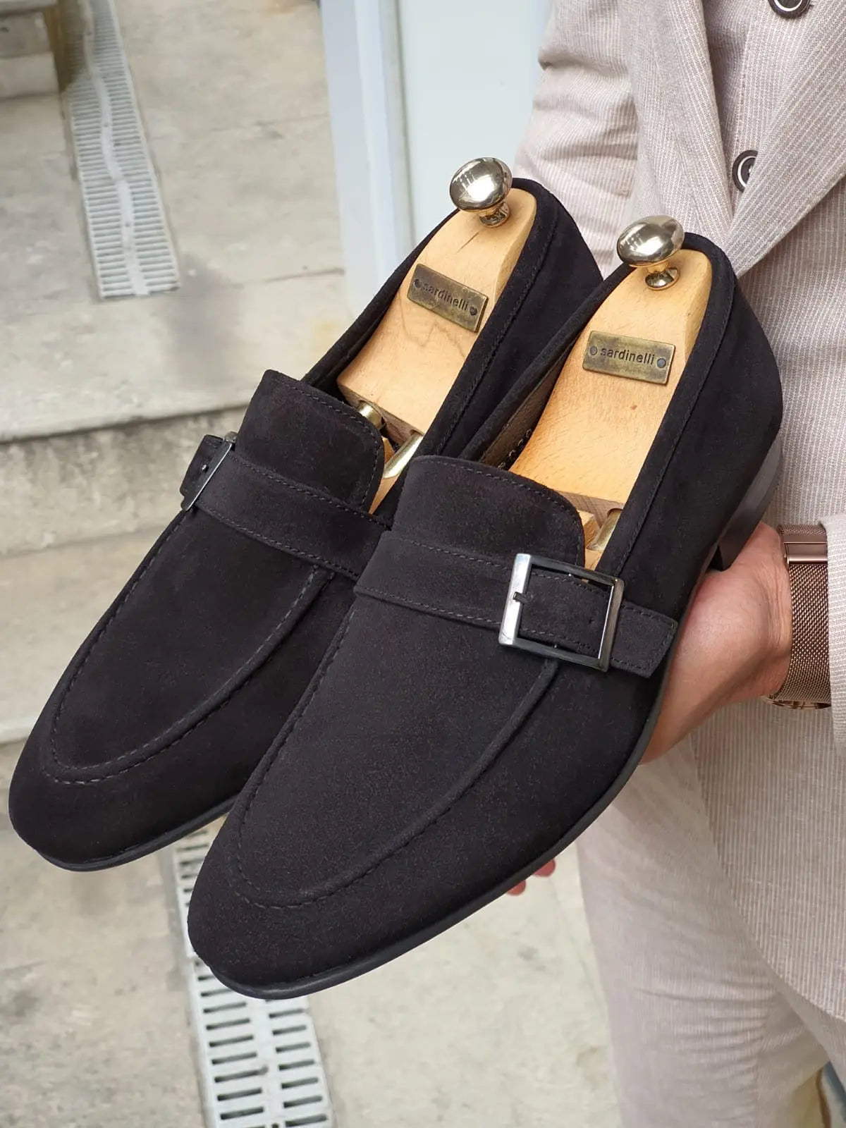 Henderson Black Suede Buckle Loafers: Elegant Comfort for Every Occasion - BRABION