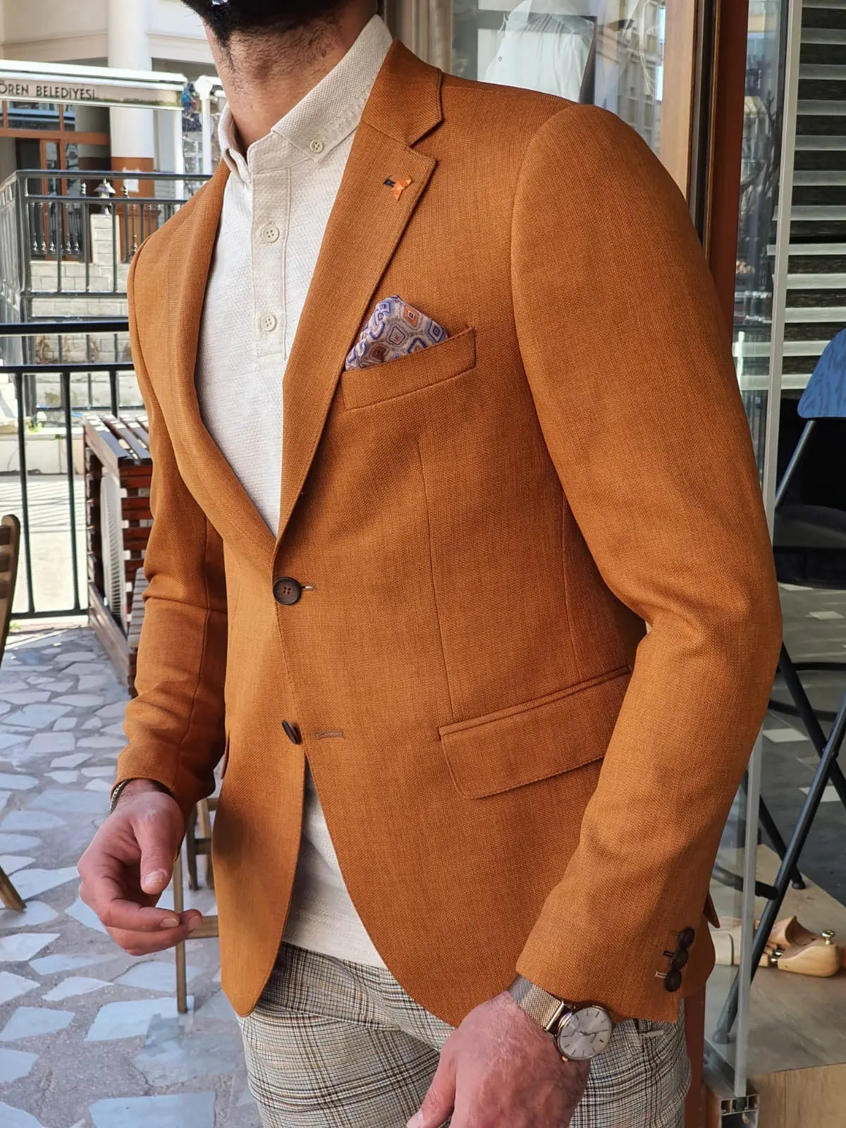 Montreal Brown Slim Fit Cotton Blazer - BRABION