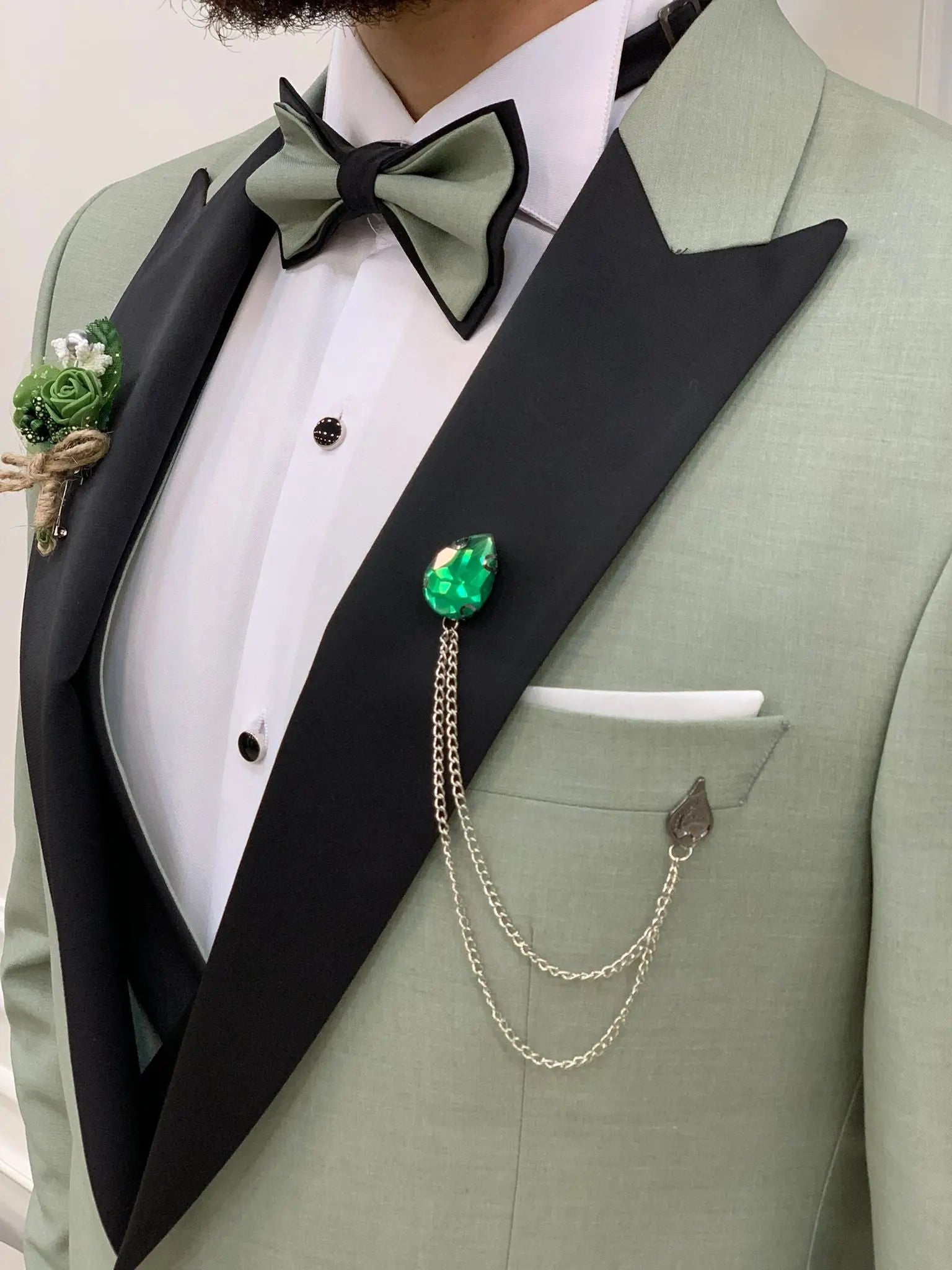 Perris Water Green Slim Fit Tuxedo - BRABION