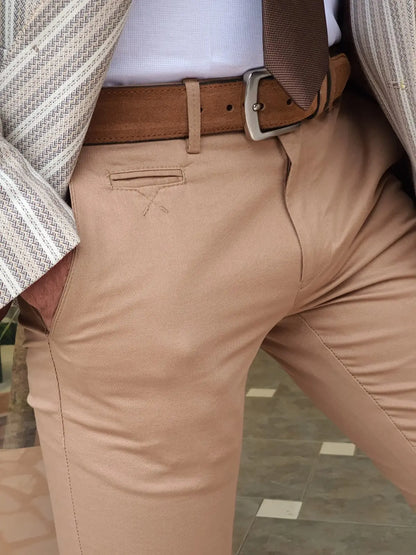 Bristol Camel Slim Fit Cotton Pants - Versatile Elegance for Every Occasion - BRABION