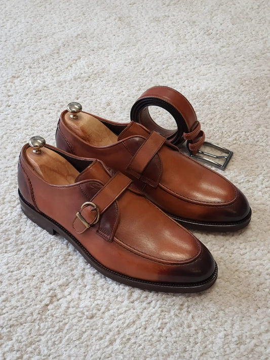 Antonio Tan Buckle Loafers - Premium Leather Comfort - BRABION