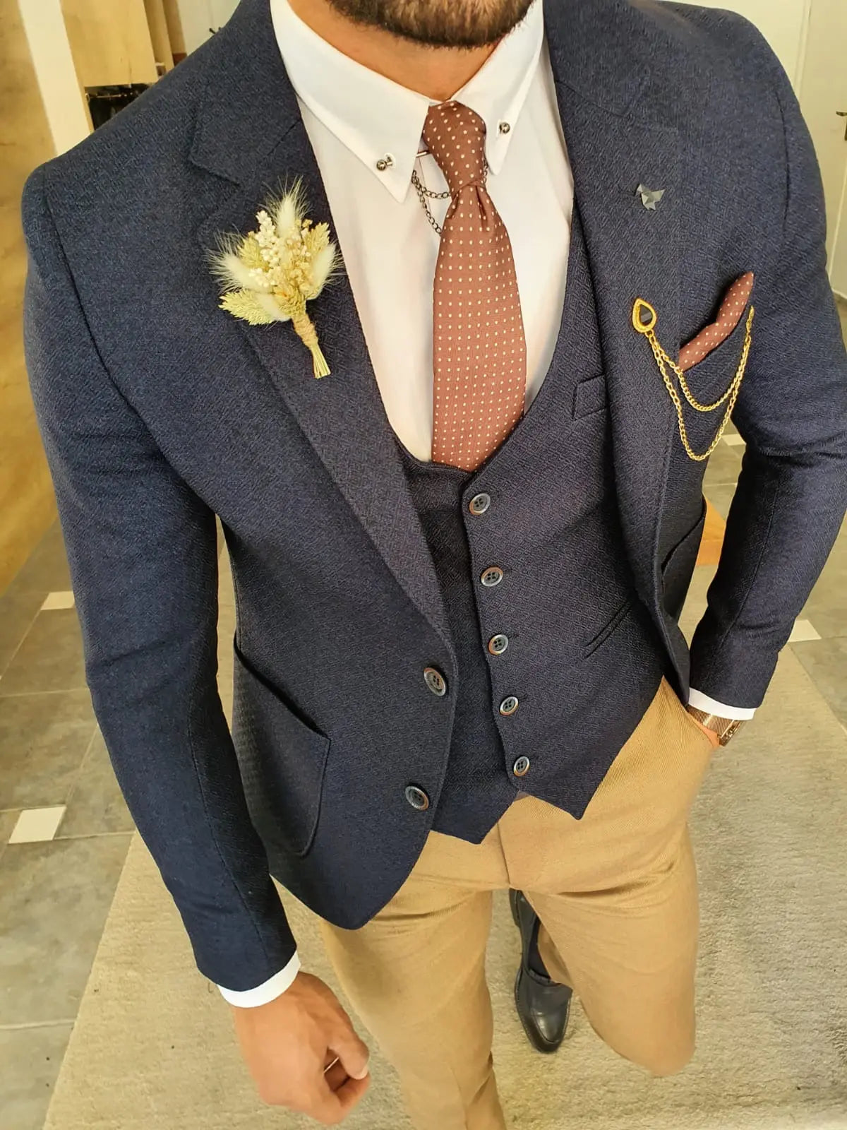 Torino Navy Blue Slim Fit Suit - Elegance Redefined BOJONI