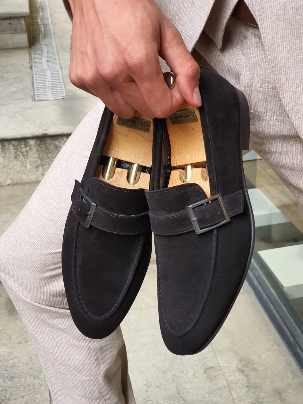 Henderson Black Suede Buckle Loafers: Elegant Comfort for Every Occasion - BRABION