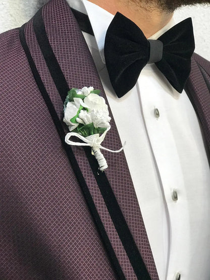 Acacia Claret Red Slim Fit Tuxedo - BRABION