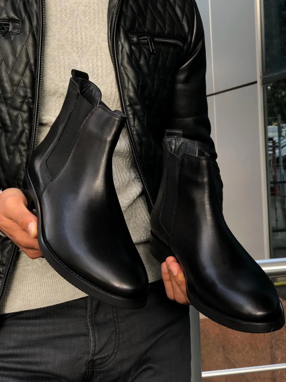 Aqua Black Chelsea Boots - BRABION