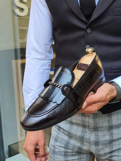Reno Black Kilt Loafers - BRABION