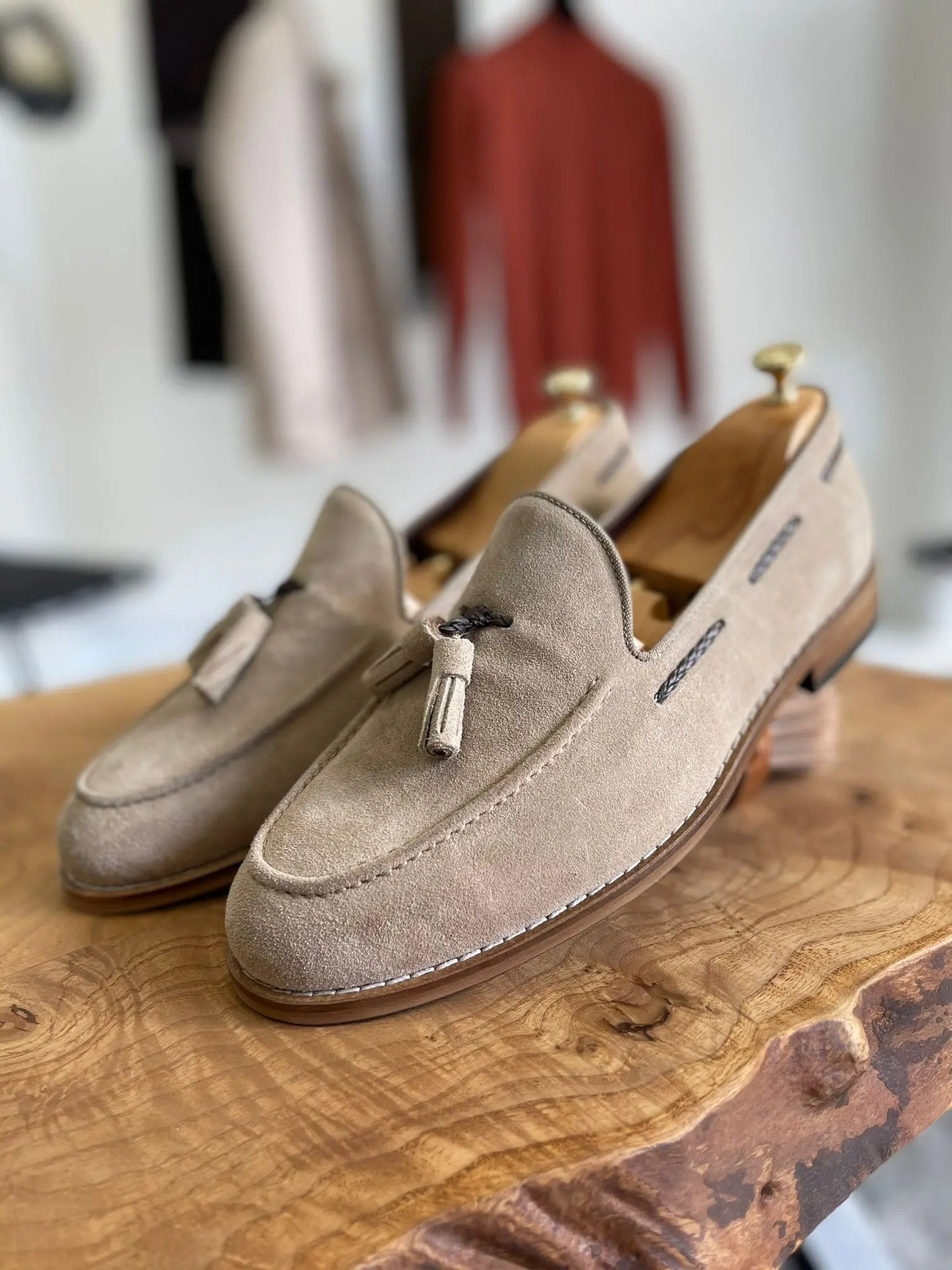 Remy Beige Suede Tassel Loafers - BRABION