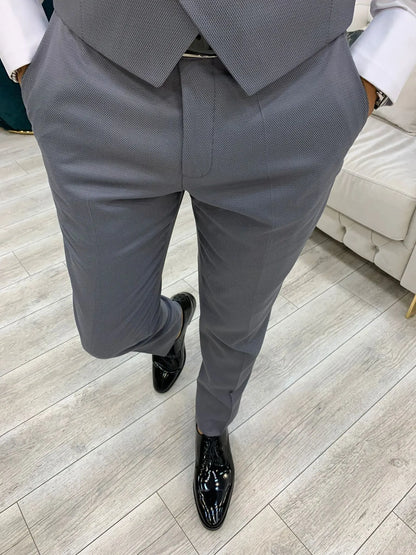Ventura Gray Slim Fit Peak Lapel Tuxedo – Elevate Your Formal Wardrobe - BRABION