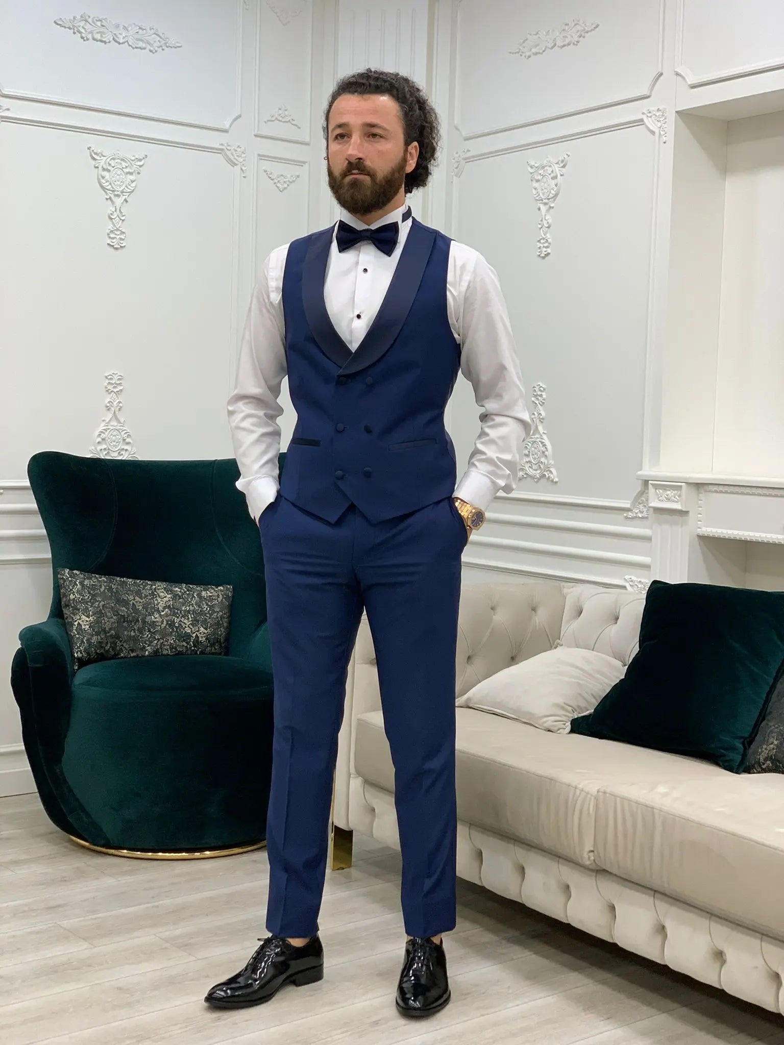 Perris Indigo Slim Fit Tuxedo - The Ultimate Formalwear Statement - BRABION