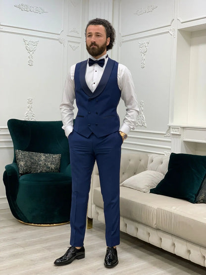 Perris Indigo Slim Fit Tuxedo - The Ultimate Formalwear Statement - BRABION
