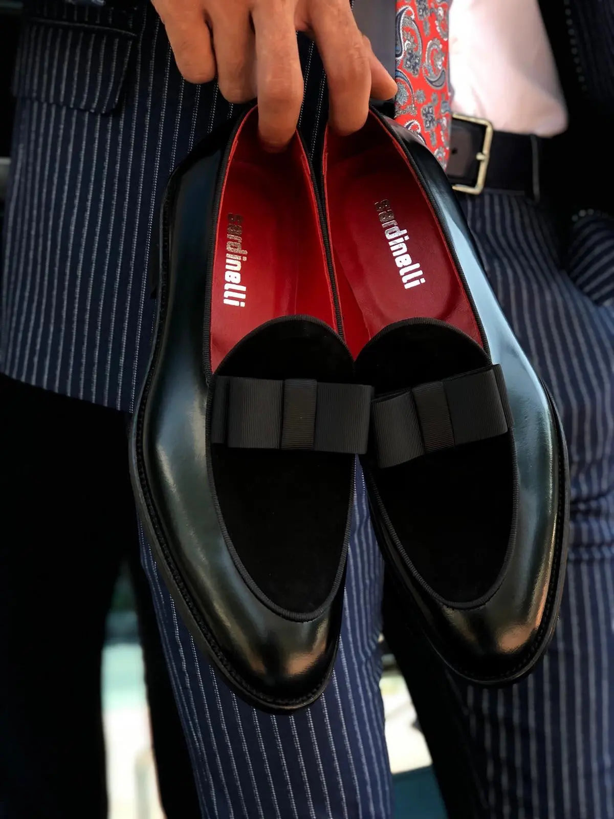 Polished Leather Sardinelli Loafers with Silk Bow - BRABION