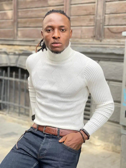 Vince White Slim Fit Turtleneck Sweater - BRABION