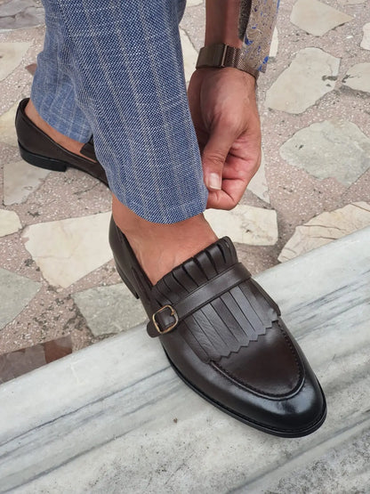 Jackson Brown Kilt Loafers - Elegant Leather Footwear for Any Occasion - BRABION
