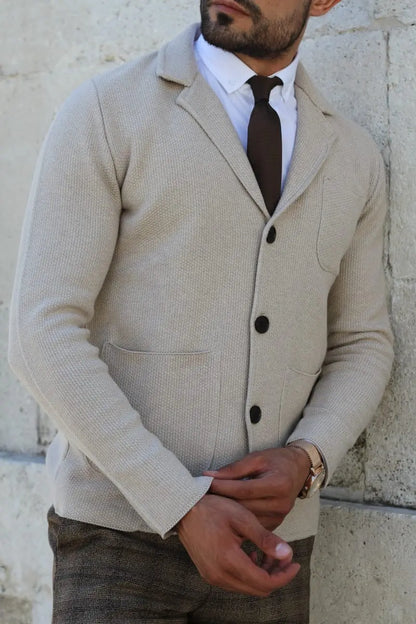 Percy Beige Slim Fit Knitwear Cardigan - BRABION