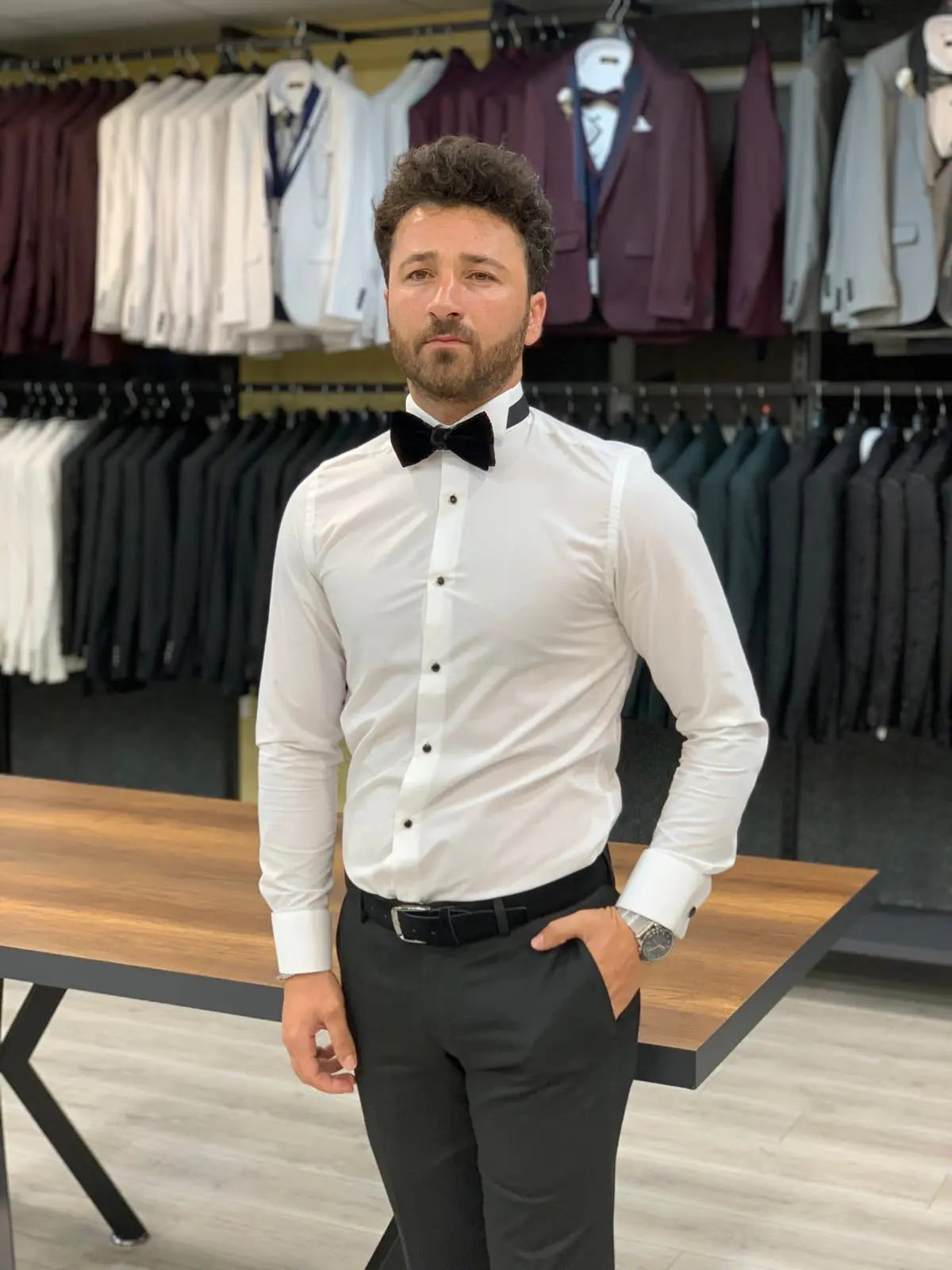 Genova Black Slim Fit Peak Lapel Tuxedo for Elegant Occasions - BRABION