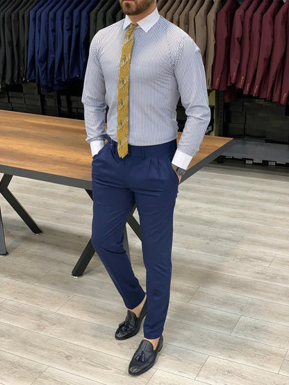 Jake Blue Double Pleated Buckled Slim Pants - BRABION