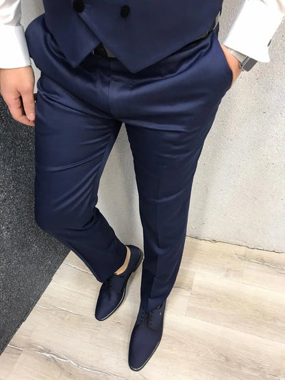 Ventura Blue Slim Fit Velvet Peak Lapel Tuxedo - BRABION