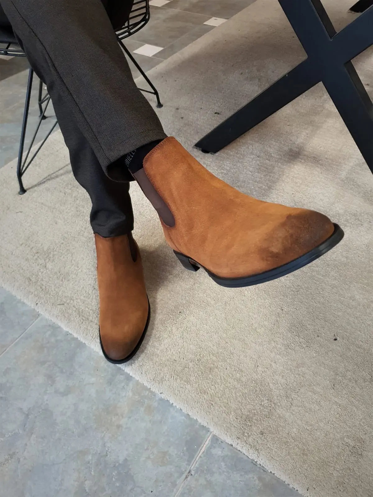 Torino Tan Suede Chelsea Boots - BRABION