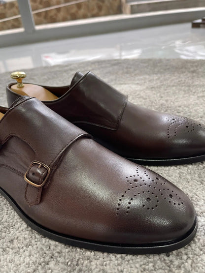 Remy Brown Double Monk Straps - Elegant Leather Shoes for Every Occasion - BRABION