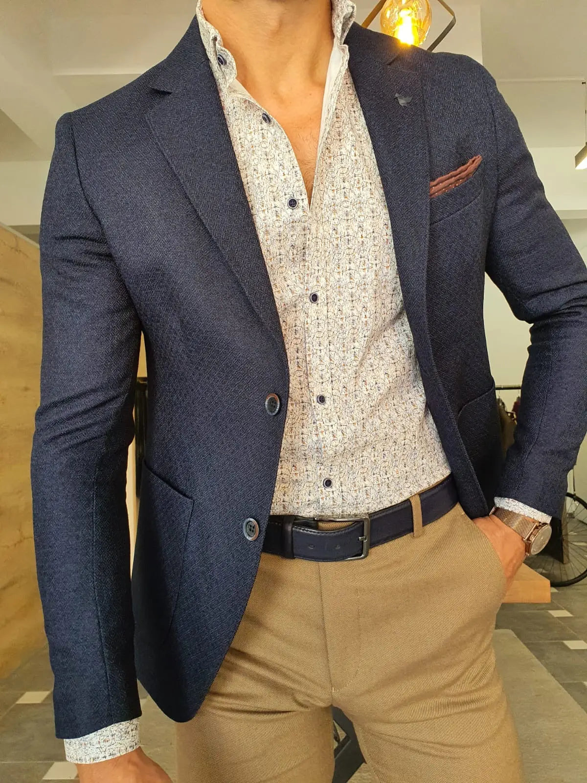 Torino Navy Blue Slim Fit Blazer: The Ultimate Versatile Jacket - BRABION