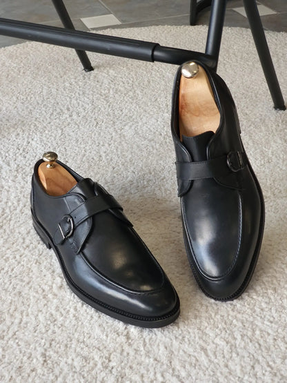 Antonio Black Buckle Loafers - BRABION