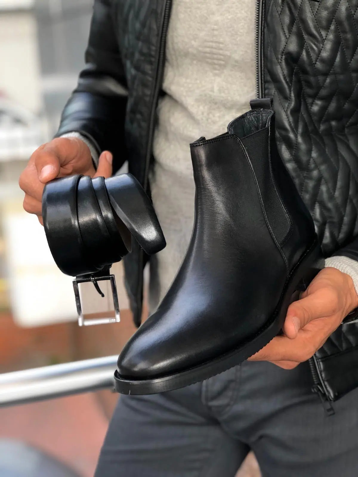 Aqua Black Chelsea Boots - BRABION
