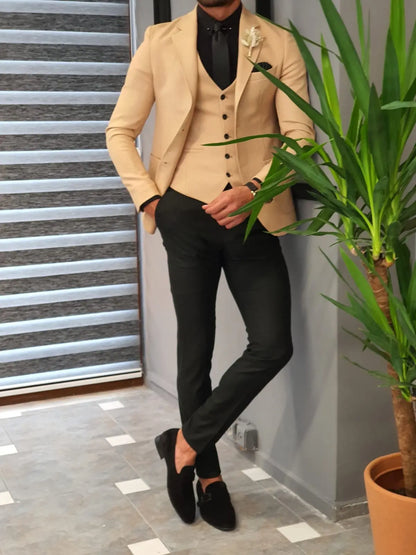 Edmond Beige Slim Fit Suit: The Ultimate Versatile Three-Piece Suit BOJONI