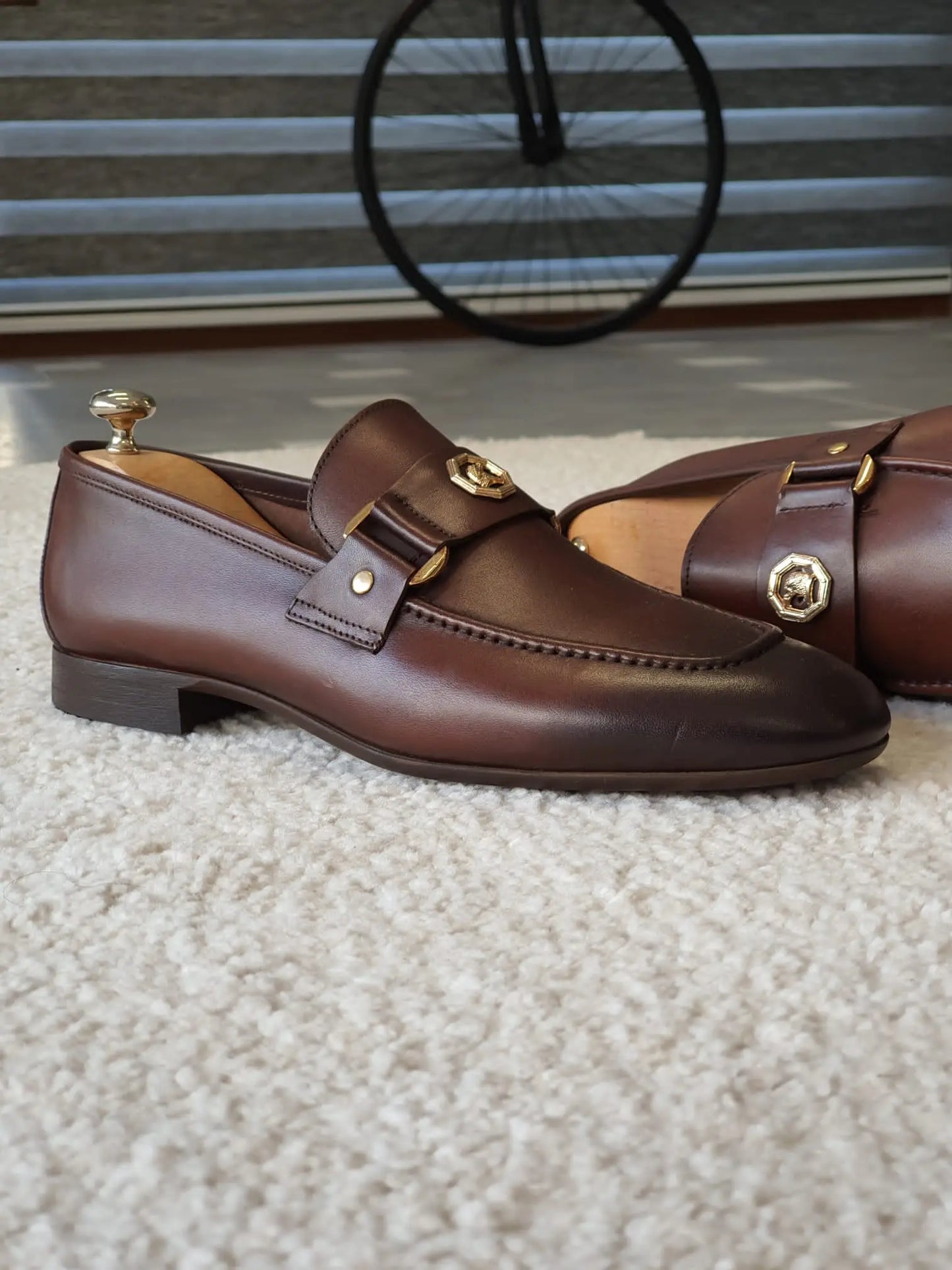 Berton Brown Penny Loafers - Timeless Leather Elegance - BRABION