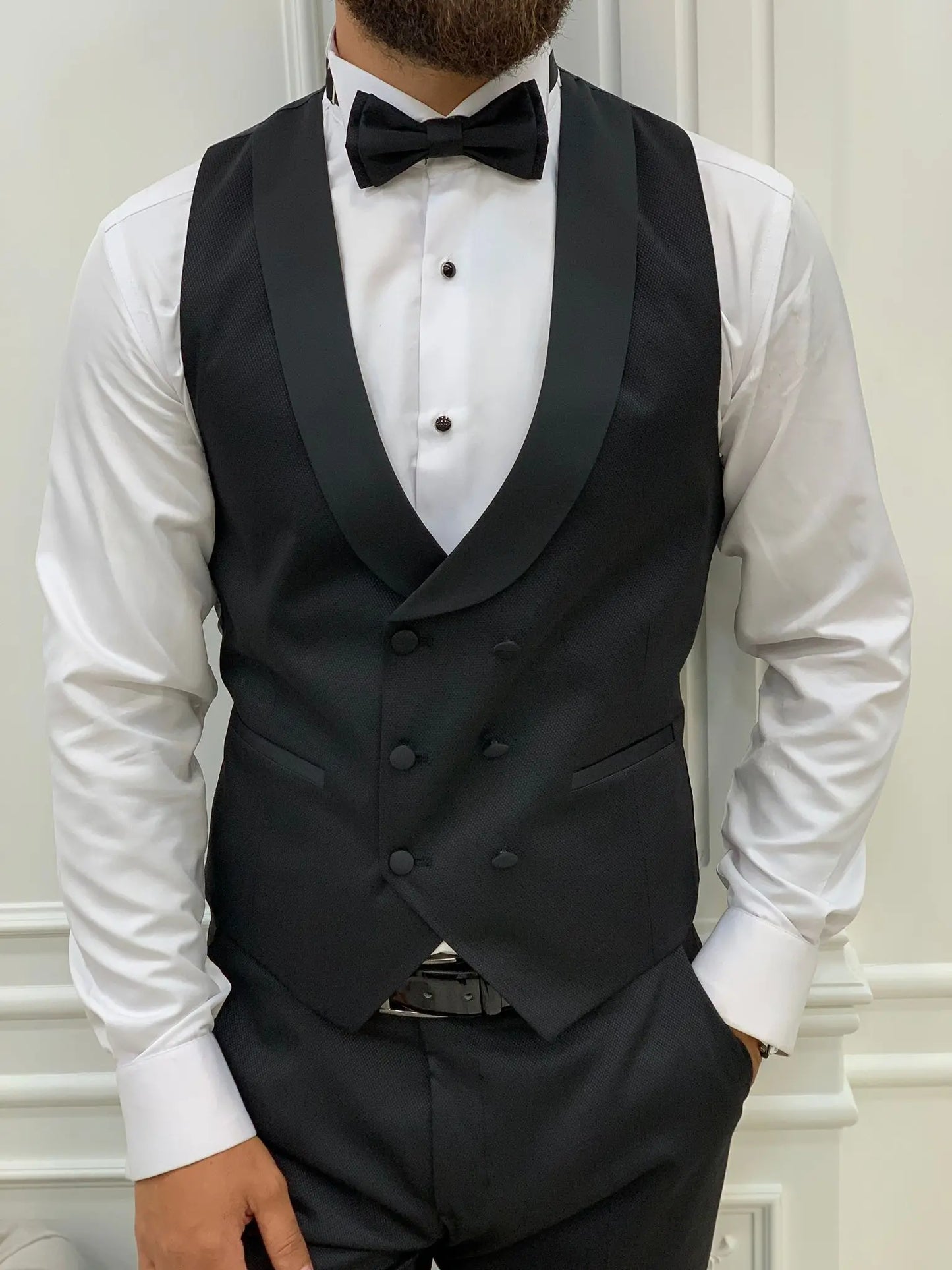 Infinite Beige Slim Fit Shawl Lapel Tuxedo - BRABION