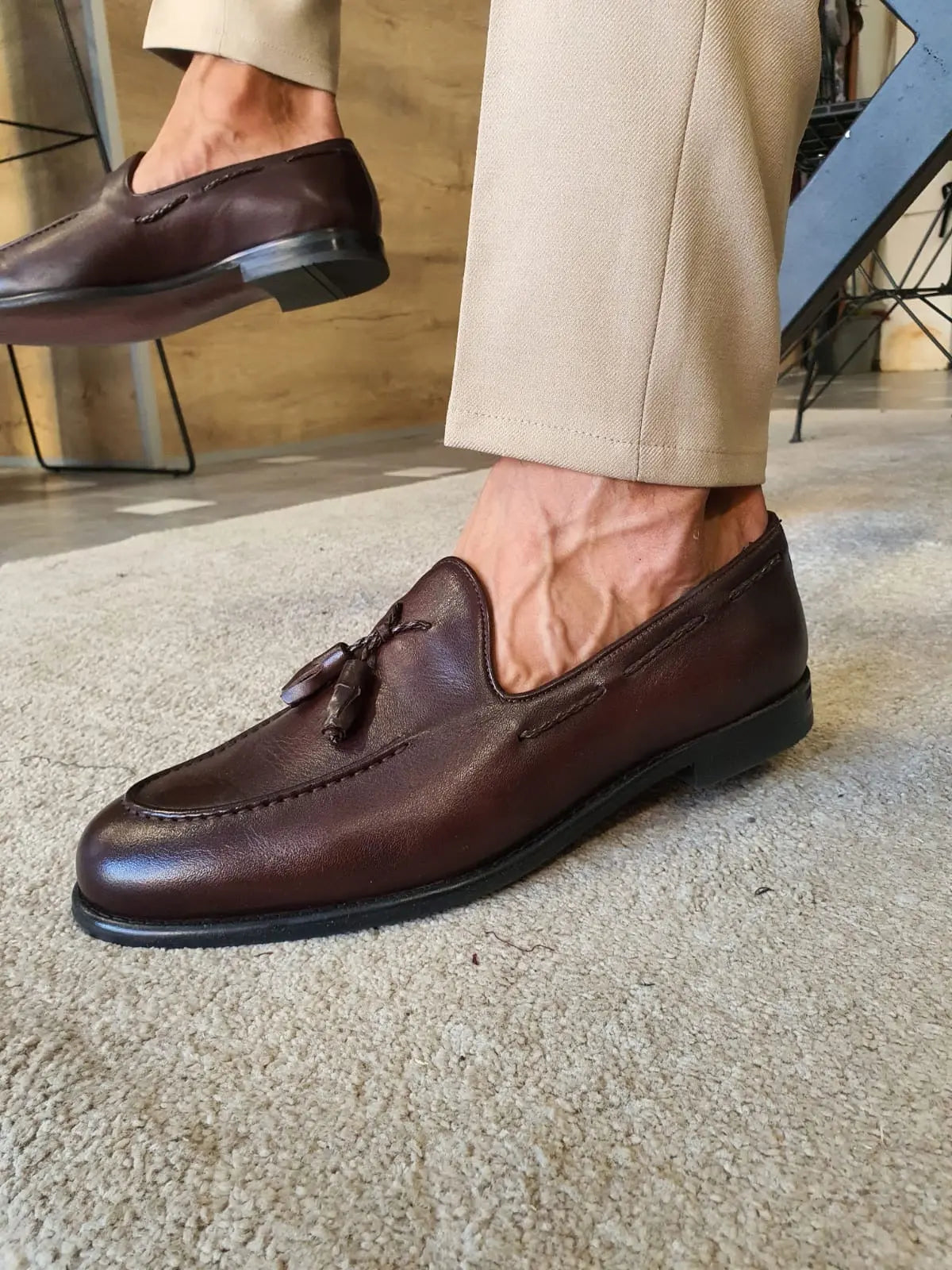 Torino Tassel Brown Loafers – Timeless Elegance in Leather - BRABION