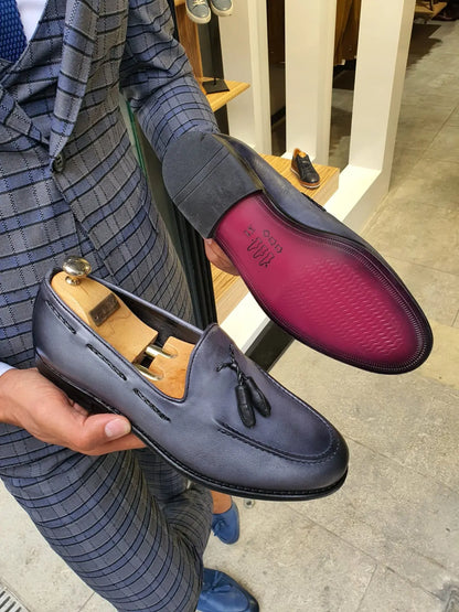 Fort Worth Gray Tassel Loafer - BRABION