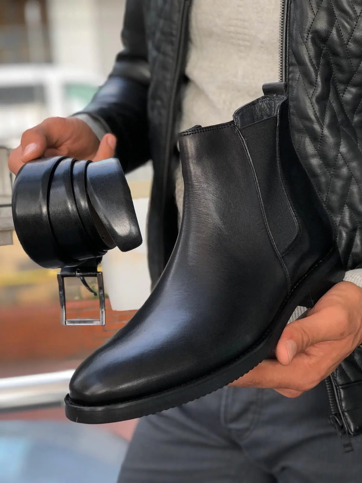 Aqua Black Chelsea Boots - BRABION