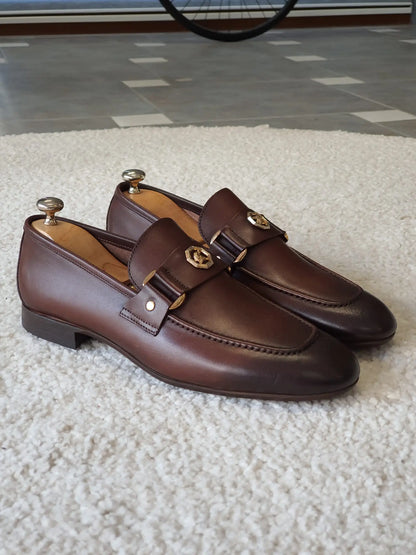 Berton Brown Penny Loafers - Timeless Leather Elegance - BRABION