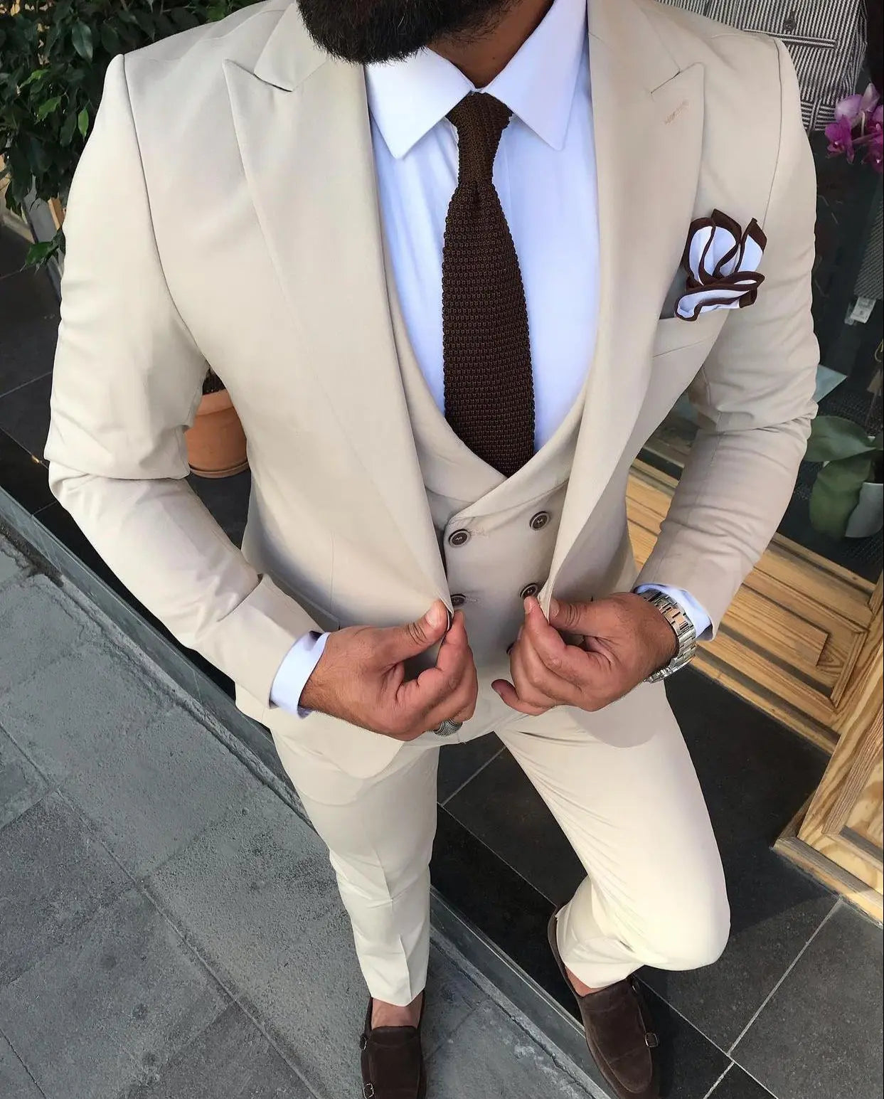 Austin Beige Slim-Fit Suit - Modern Elegance for Every Occasion brabion