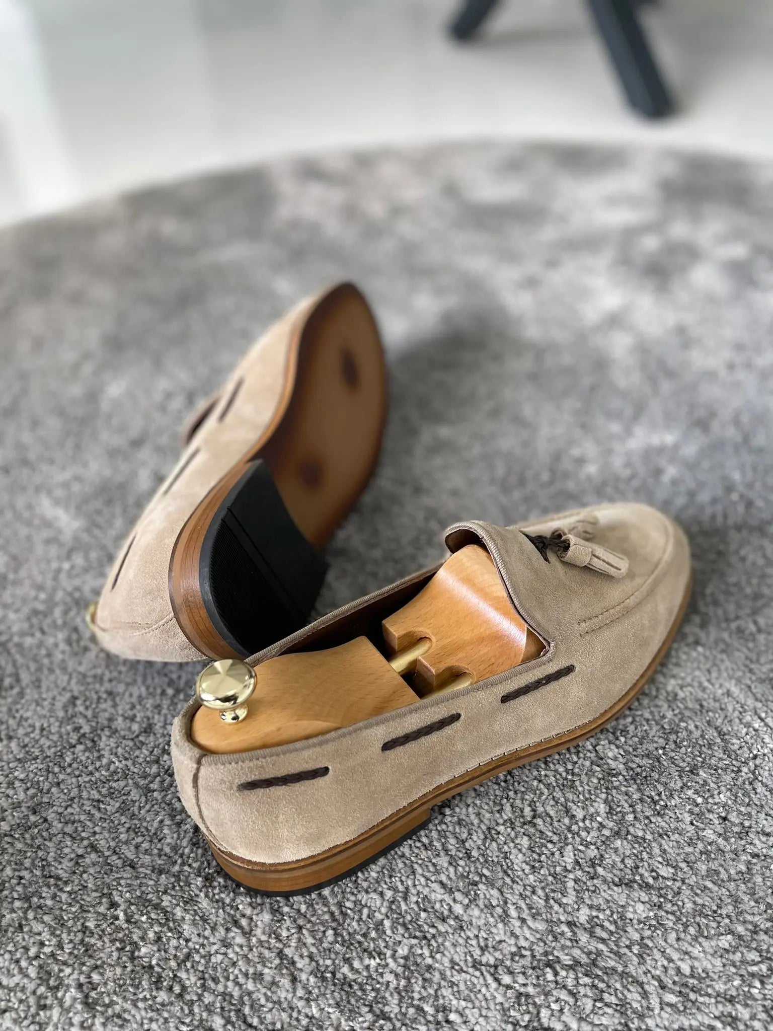 Remy Beige Suede Tassel Loafers - BRABION