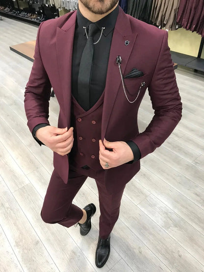 Louis Slim Fit Burgundy Crystal Suit BOJONI