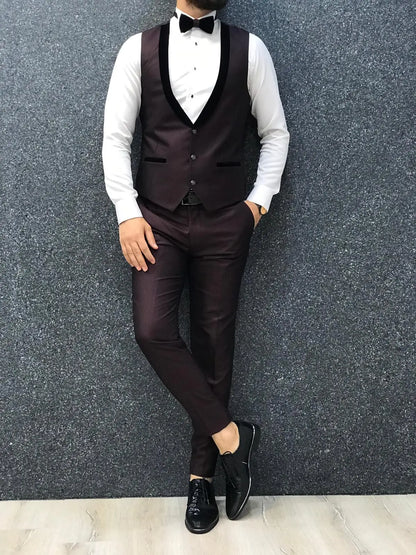 Lazio Claret Red Slim-Fit Tuxedo for Men - BRABION