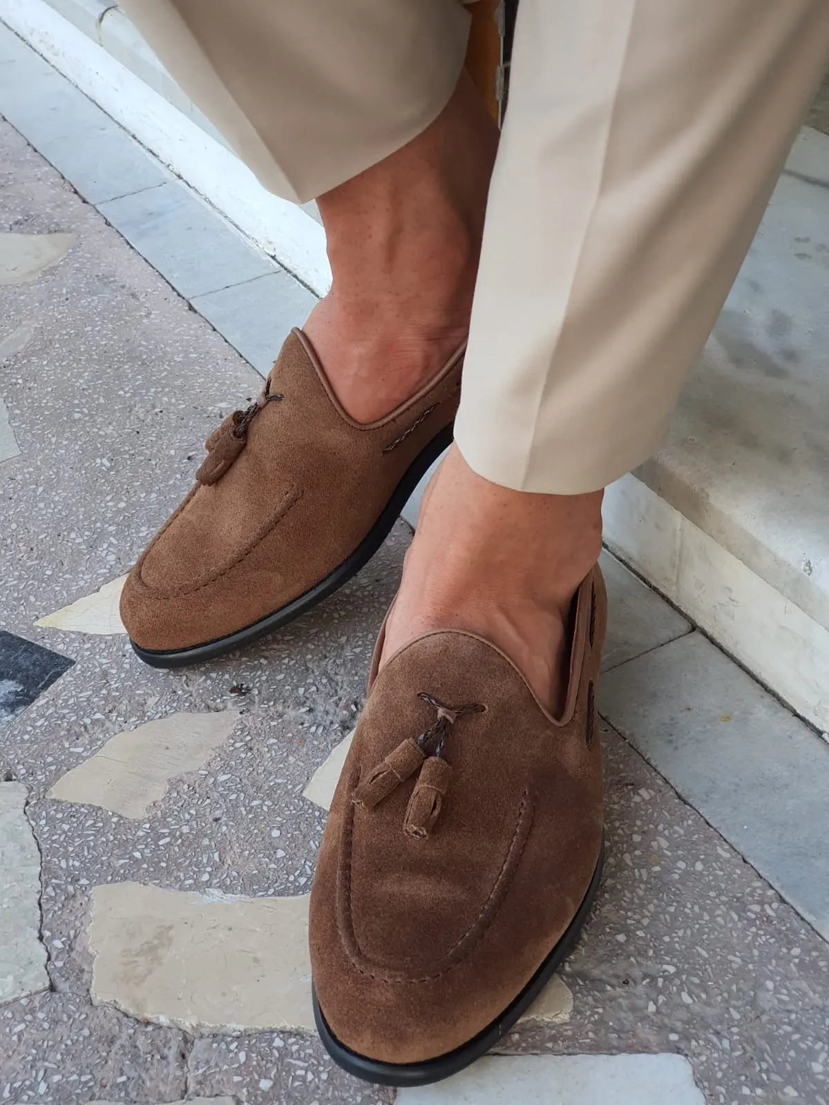 Cole Brown Suede Tassel Loafers - Elegant Comfort for Every Occasion - BRABION
