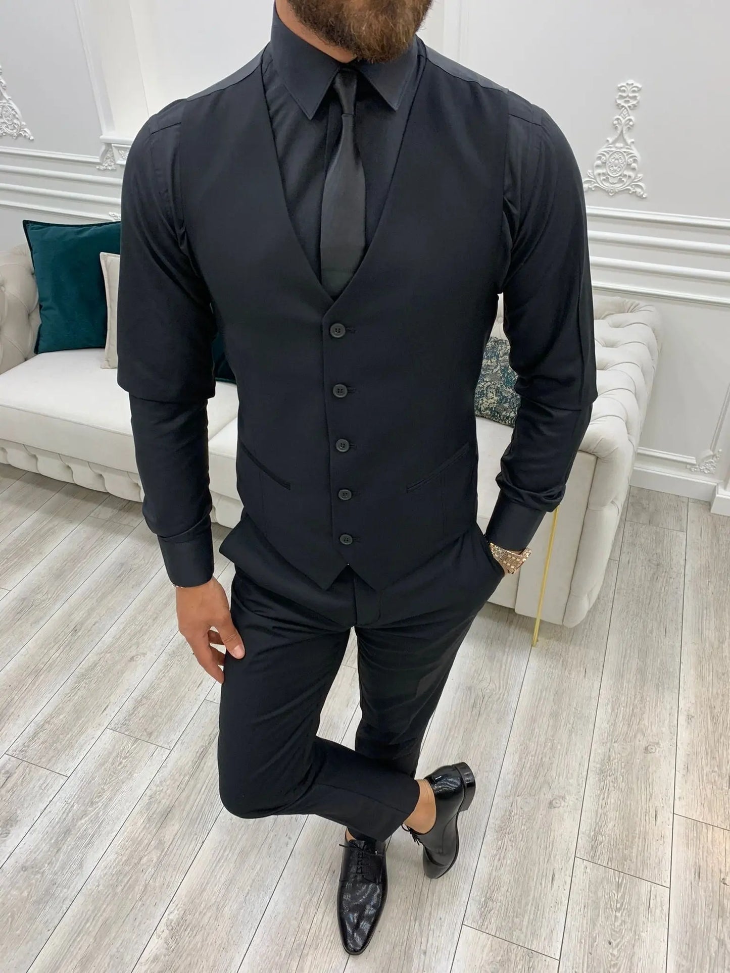 Lance Black Slim Fit Suit - Versatile Three-Piece Ensemble for Any Occasion BOJONI