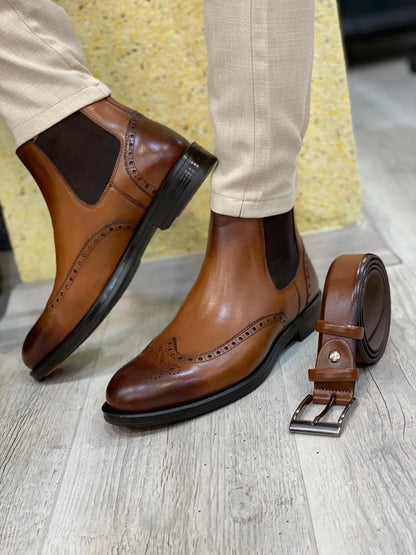 Ade Brown Chelsea Boots - Elegant Leather Footwear for Every Occasion - BRABION