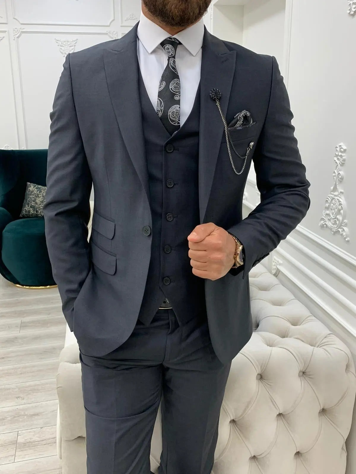 Lance Gray Slim Fit Suit - The Perfect Blend of Style and Comfort BOJONI