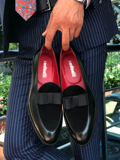 Polished Leather Sardinelli Loafers with Silk Bow - BRABION