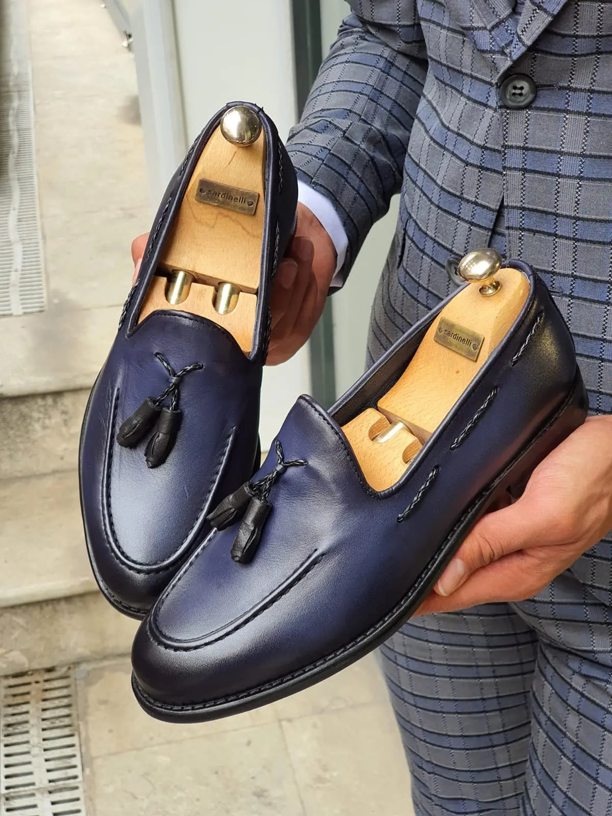 Fort Worth Navy Blue Tassel Loafer - Sophisticated Leather Footwear - BRABION