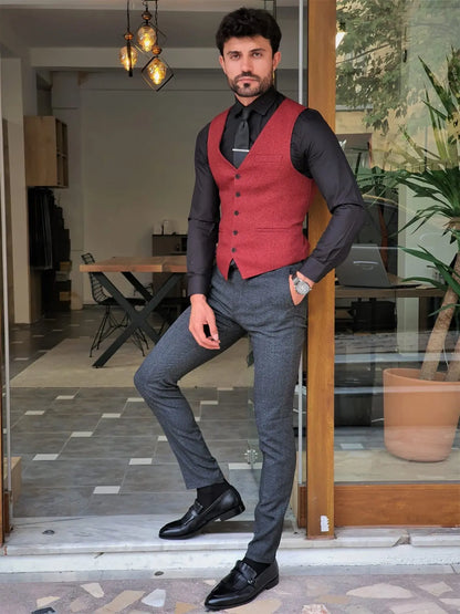 Men's Claret Red Slim Fit Suit – Elegant Versatility for Every Occasion BOJONI